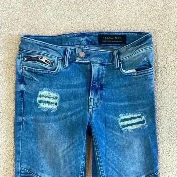 Allsaints biker distressed jeans in size 26 - Picture 2 of 6